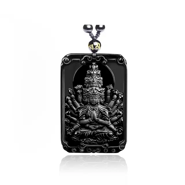 传否 国潮本命佛招财 本命年 乌金黑 十二生肖八大守护神观音佛公 新中式国风好运平安#好运  转运佛牌 黑曜石 项链 男女同款情侣款