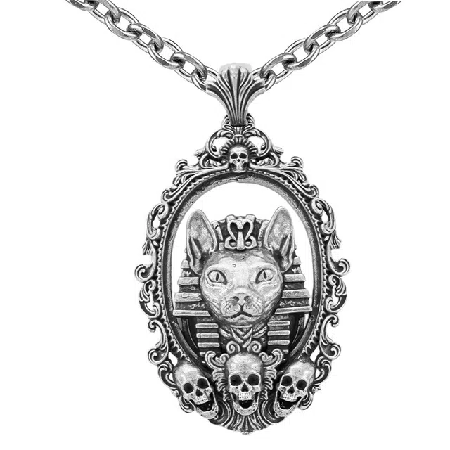 【免费刻字】 白木黑冰 星际猫皇 新中式高级感原创设计 银合金 项链 男款 礼盒