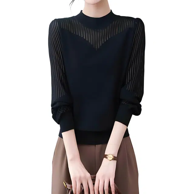 曲韩 简约百搭舒适长袖针织衫 女款