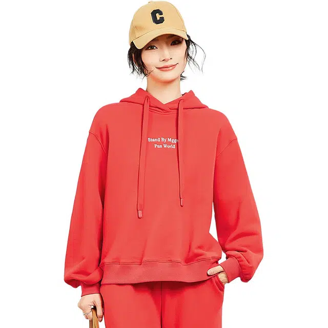 木果果木 春,秋 绣花图案宽松减龄棉质连帽卫衣 常规 女款