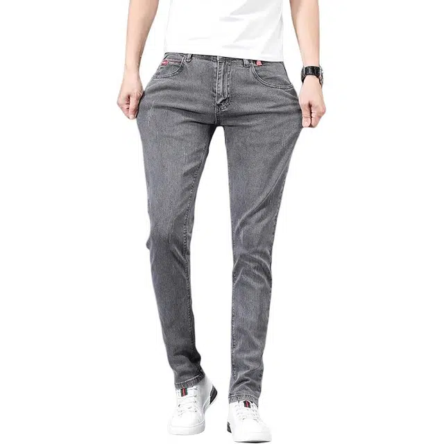 华夏儿女 美式高街潮牌弹力修身韩版休闲长裤夏季潮流百搭小脚牛仔裤 男女同款