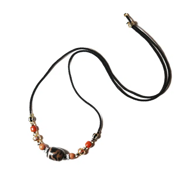 【万事顺利年年红】 玉临门 薪满意足 财貌双全 藏式菩提心二眼玛瑙珠天珠项链 复古民族风首饰#好运 玛瑙 玉石项链 男女同款情侣款