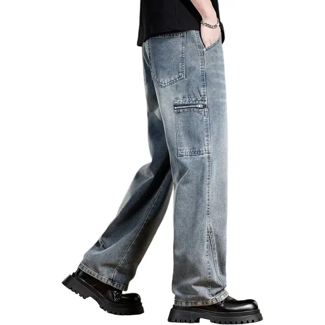 贵色 休闲直筒透气面料轻薄长裤美式高端简约宽松牛仔裤 男女同款