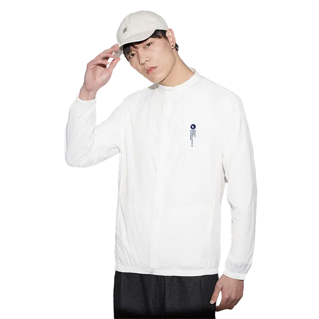 富铤 户外功能性防紫外线基础款纯色简约宽松连帽凉感轻薄透气夹克外套 男款