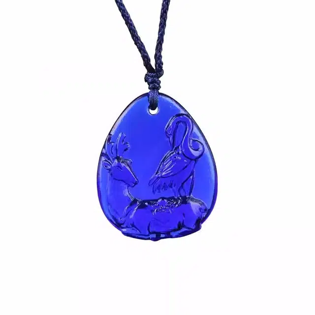 媚之吻 集雅轩宋韶光大师蛇年吉祥物 属龙 鹿鹤长春 吉祥 琉璃 项链 男女同款情侣款