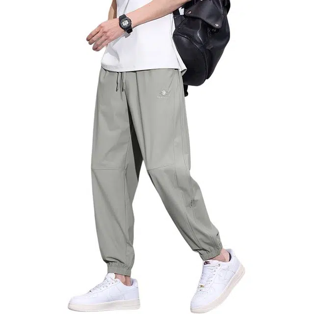 协协乐 美式夏薄款宽松冰丝凉感透气韩版哈伦束脚九分裤百搭通勤舒适中腰长裤休闲裤 男款