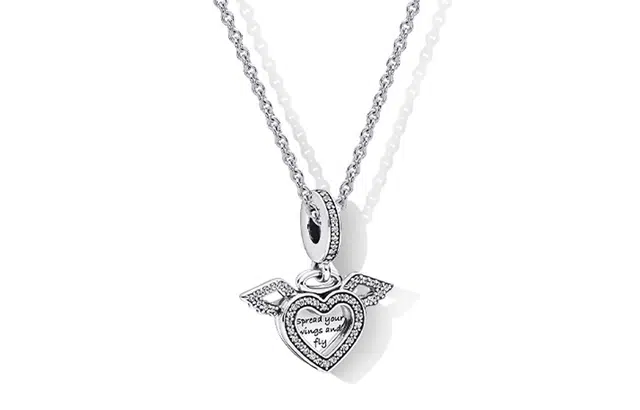 Pandora Angel Wing Heart Necklace Set Silver
