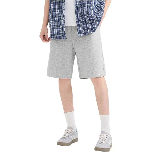 三福 净色针织中腰五分裤休闲短裤 男款