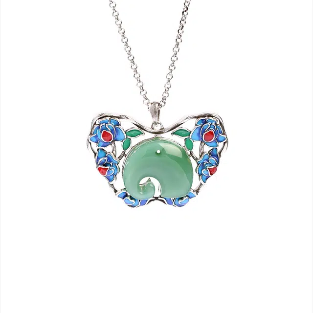 彤彤兔 国潮电镀泰银工艺富贵吉祥大象平安锁锁骨 铜 项链 女款