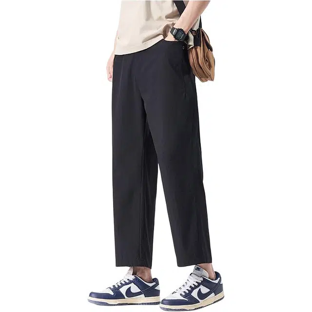 潮人榜 日系日常通勤百搭款百搭潮牌宽松直筒九分休闲裤 男女同款