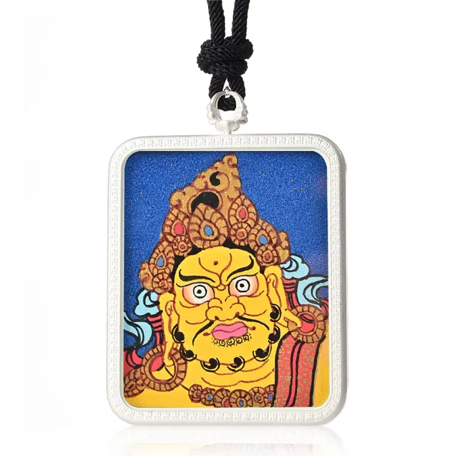 喃呢 精工手绘藏式热贡财运亨通黄财神尊者平安顺遂度一切苦厄功德无量护身转运 新中式都市文玩国风 铜合金 项链 男女同款情侣款