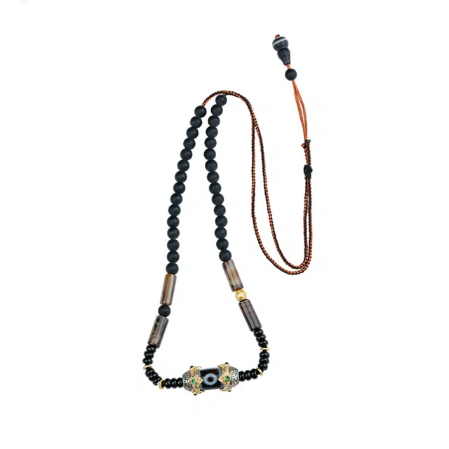 玉临门 国潮转运两眼天珠六字箴言 玛瑙 项链 男女同款情侣款 限定礼盒 适我愿兮