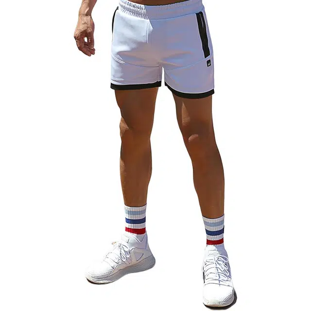 墨立方 撞色设计防掉隐形拉链三分运动短裤 男款
