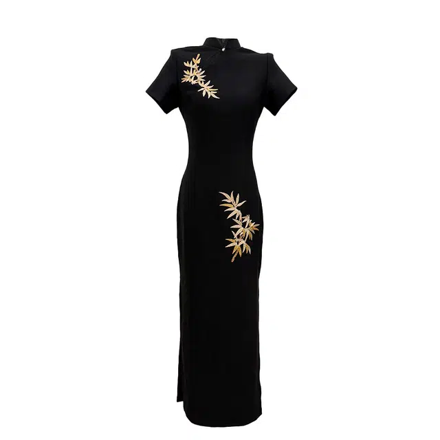 敲模女孩 新中式高级感气质国风刺绣印花收腰修身改良旗袍 女款