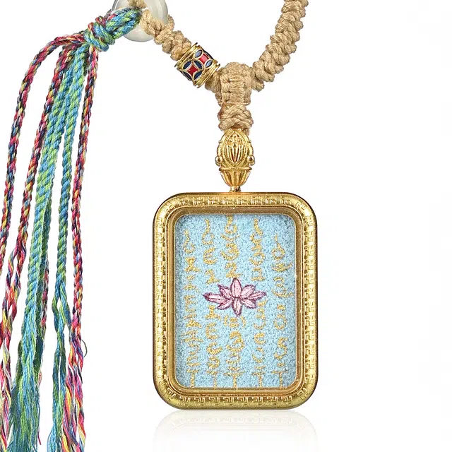 喃呢 精工手绘藏式热贡福慧长随观世音心莲平安顺遂度一切苦厄功德无量护身转运 新中式都市文玩国风 铜合金 项链 男女同款情侣款