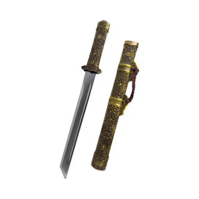 天字号 赤藤短刀 高碳钢一体锻打小唐横刀锌合金外鞘未开刃 成品模型