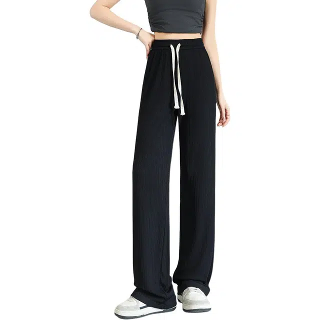 法文箱子 阔腿纯色宽松高腰长裤休闲裤 女款