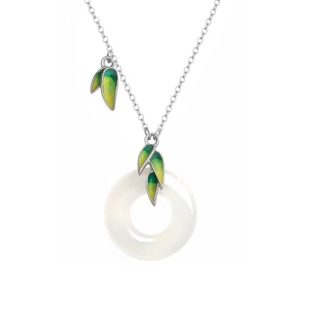 尚仟伊 【节节高升 考试上岸】竹叶平安扣 轻奢小众简约高级感温润新中式平安顺意#好运天然 玉髓 项链 女款