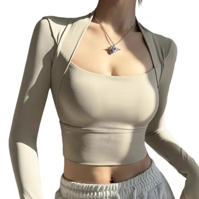 怪力萝莉  带胸垫普拉提长袖  瑜伽内衣  女款