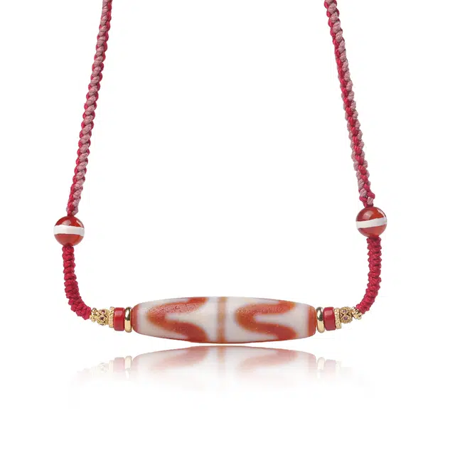 古禾 新中式虎牙天珠色泽鲜明承袭吉祥小众设计 玛瑙 项链 男女同款情侣款