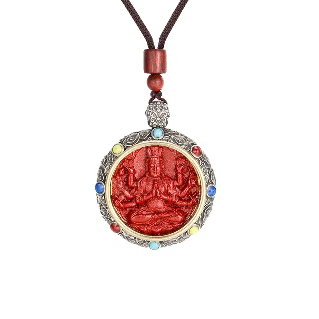 彗时 龙年八大守护神吊坠 十二生肖本命龙年挂坠 招财转运时尚小众轻奢高级藏式文化 再造辰砂朱砂 玉石项链 男女同款情侣款