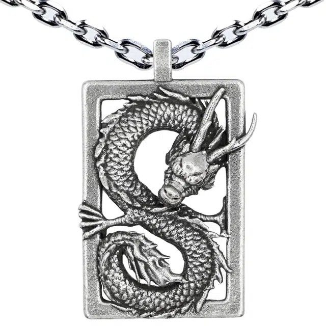 【可定制刻字】 白木黑冰 龙魄之源 生肖龙本命年新中式时尚潮流高级感 银合金 项链 男款 礼盒