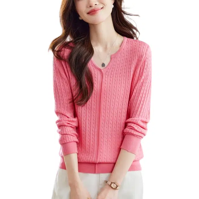 曲韩 薄款长袖打底衫女春秋内搭高级感洋气小个子针织衫 女款