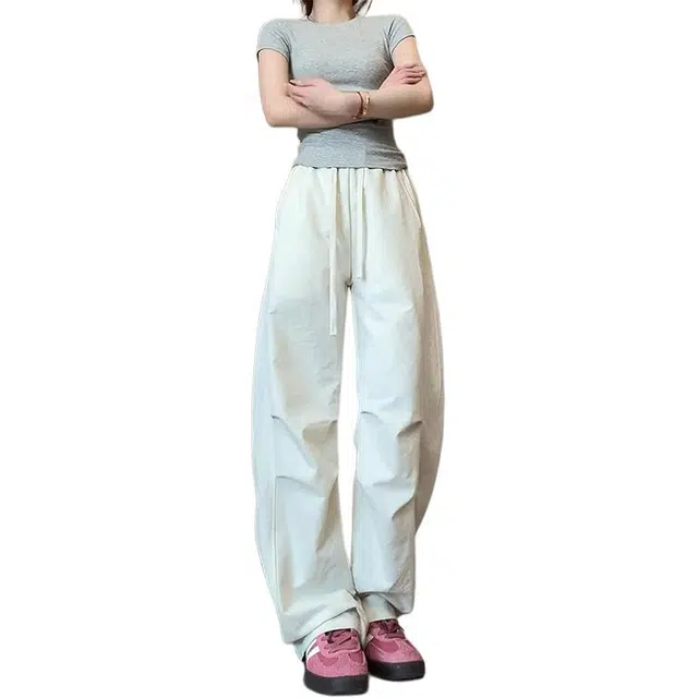 单爵 美式降落伞弯刀裤子夏季薄款速干工装裤高个子加长款直筒微喇裤休闲裤 男女同款