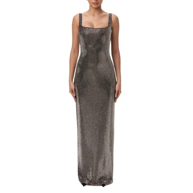 NAKED WARDROBE Rhinestone Tank Column Gown