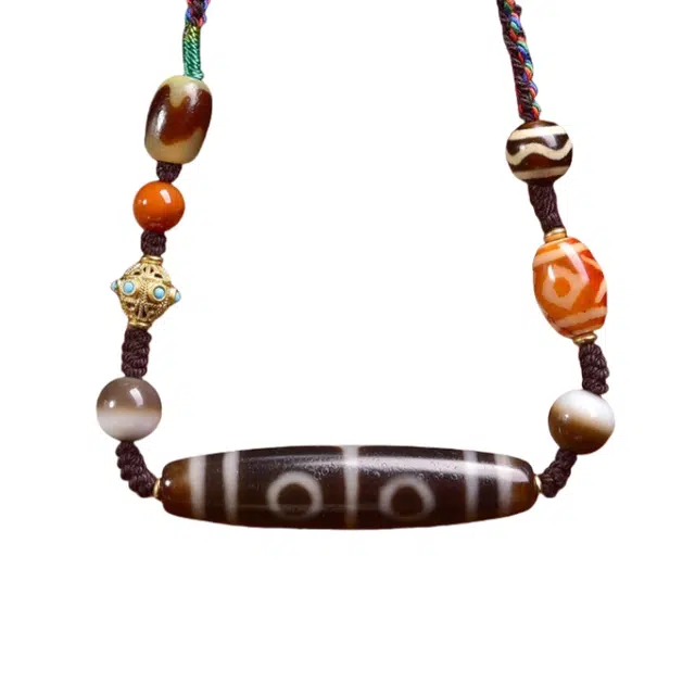 凯真 藏传佛供三佛眼天珠毛衣链 包浆油润 国潮民族风轻奢小众设计 上岸转运诸事顺利 玛瑙 项链 男女同款情侣款