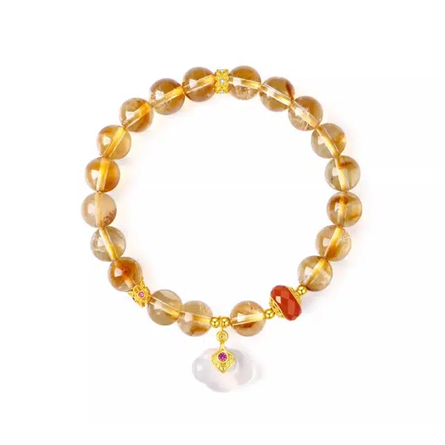 六桂福珠宝 祥云如意  招财转运财富新中式小众设计高能量手饰#好运天然 黄水晶 手串 男女同款情侣款