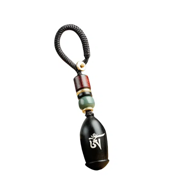 舞依翡 镶嵌种子字镶银工艺佛家饰配饰钥匙扣吊坠单坠#好运 黑檀 挂件 男女同款情侣款