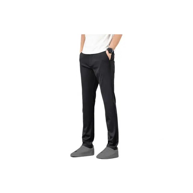 富铤 极简主义纯色含桑蚕丝凉感速干舒适亲肤薄款中腰直筒长裤休闲裤 男款