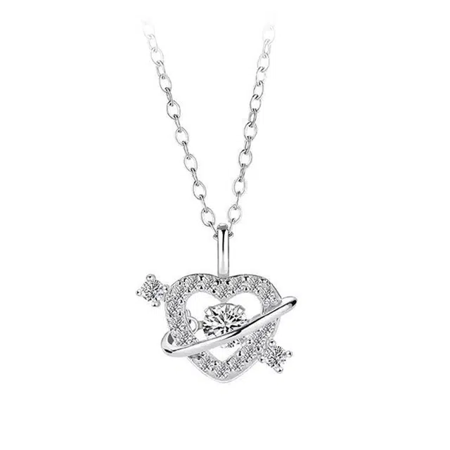 良碧 跳动爱心浪漫闪钻 甜美精灵简约灵动森系小清新学院风时尚小众设计轻奢百搭通勤春日氛围感 锁骨链 项链 合金 女款