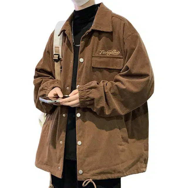 玉儿恋 加绒宽松加厚纯色翻领落肩面包单排扣棉服 男款