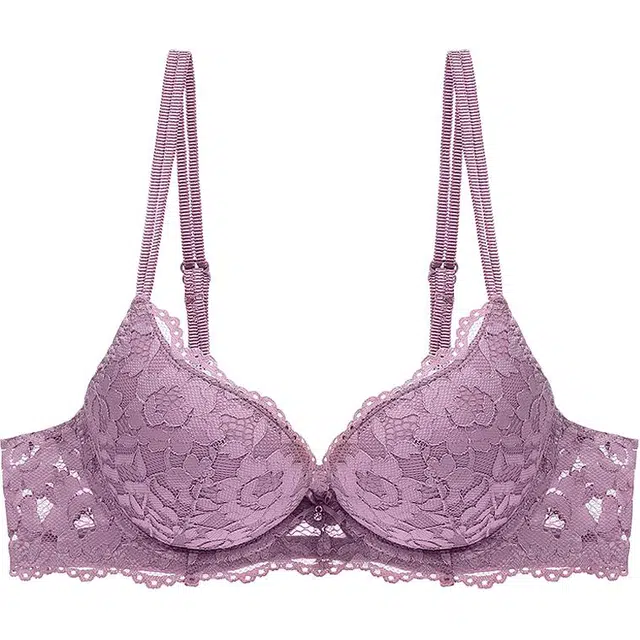 潞优野 聚拢性感蕾丝内衣小胸显大收副乳胸罩上薄下厚上托文胸 女款