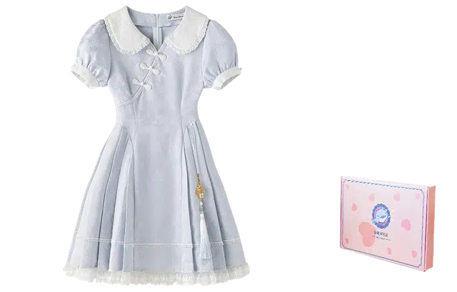 东鲸岁时记 新中式旗袍高级感显瘦短袖连衣裙 女款 白色