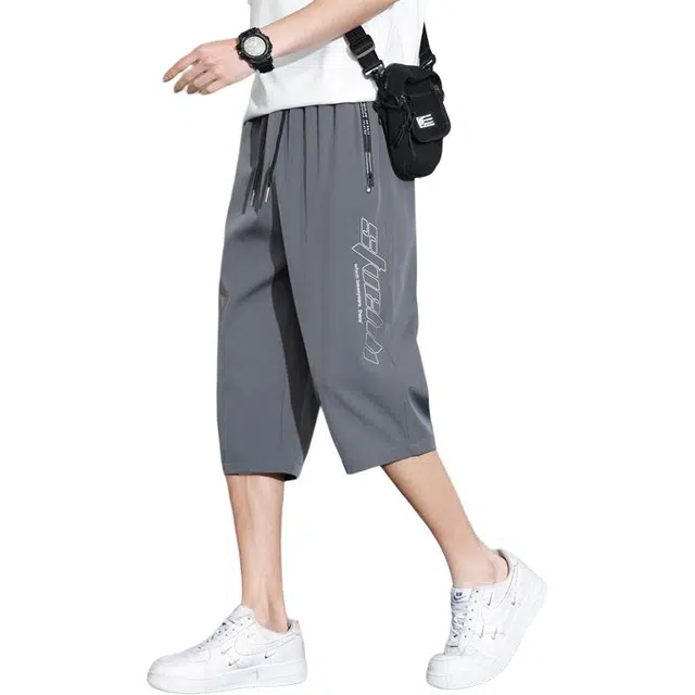顶峰保罗 薄款速干无性别主义运动外穿宽松字母七分裤潮牌凉感透气直筒百搭休闲短裤 男女同款