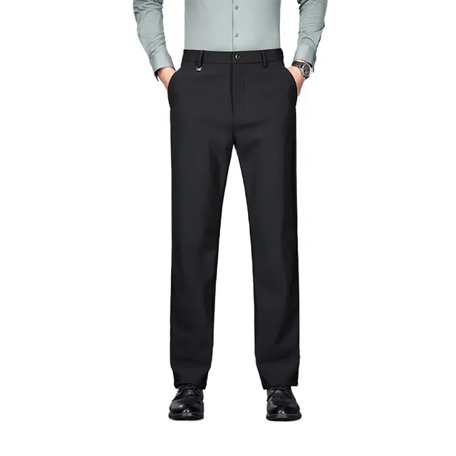 洛兹 通勤纯色舒适顺滑简约休闲裤 男款