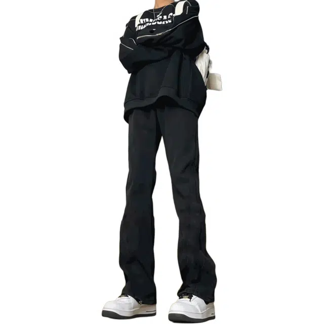 八哥 美式复古高街废土风纯色基础款水洗做旧高腰提档直筒阔腿休闲长裤垂感百搭修身显高显瘦弹力烟灰色微喇牛仔裤 男女同款