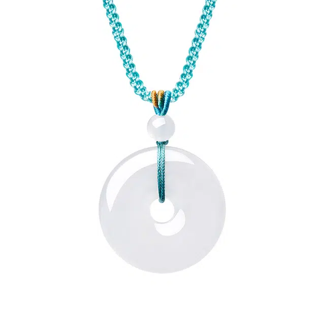 完美爱 【玉见如意】平安扣玉 国风招财转云圆环挂坠 玉髓 项链 男女同款情侣款