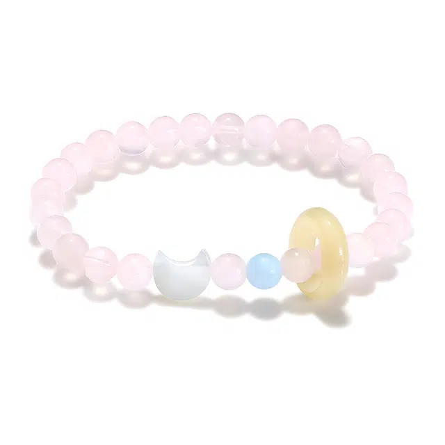 【普陀山官方已过香】 普陀山文创 显白气质 国风桃花朵朵 爱情美满#好运 粉水晶 手串 男女同款情侣款