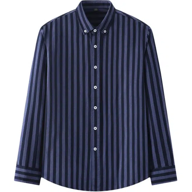 太子龍 长袖男中青年商务休闲条纹格子男士牛津纺衬衣衬衫 男款