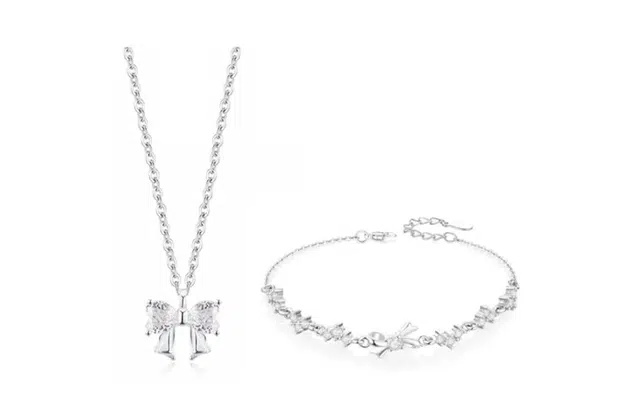 尚银福 蝴蝶结系列 心动甜美少女星芒流苏 个性气质甜酷冷淡风设计感蝴蝶结套装 合金 项链 女款