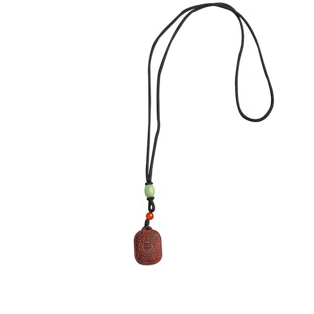 天纵 转运国潮文玩 吉祥如意 木雕平安锁复古简约风 紫檀属 项链 男女同款情侣款