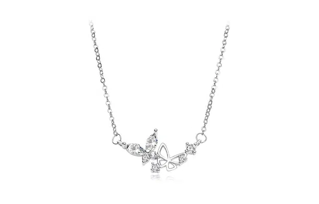 尚银福 满星蝶舞 优雅气质甜妹精致光面镂空闪耀蝴蝶不对称双子蝶星冷淡风百搭小清新高级感锁骨链 合金 项链 女款