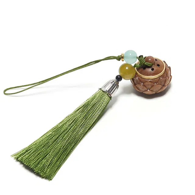 鶄鲤 新中式莲花香囊好运莲莲 绿檀 挂件 男女同款情侣款