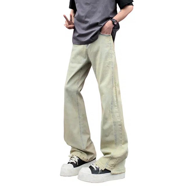 加菲猫家族 美式高街复古水洗做旧宽松透气休闲舒适百搭日常时尚通勤直筒垂感显高街头痞帅青春活力牛仔裤 男女同款