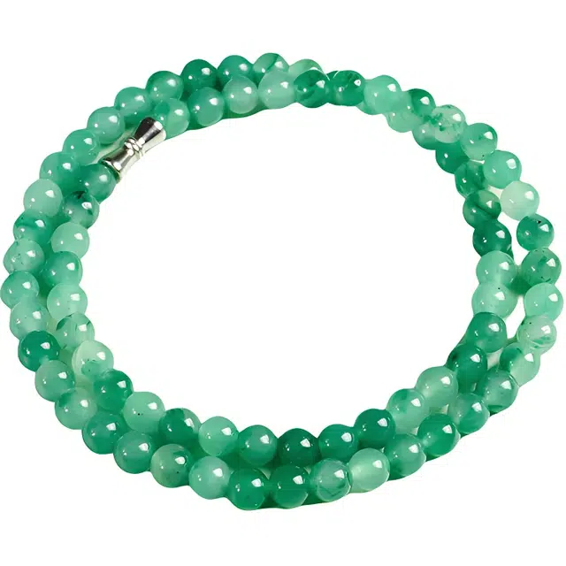 迈奇的礼物 好运新中式飘绿花转运珠独龙玉天然 非洲翠 项链 女款