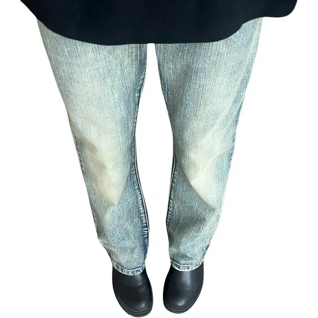 冈哉 美式复古高街潮流做旧水洗设计宽松直筒美拉德风垂感保暖学院风通勤百搭休闲裤牛仔裤 男女同款